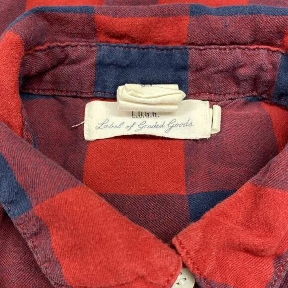 L.O.G.G. BY H&M WOMEN'S BLUE/RED BUFFALO PLAID BUTTON DOWN SHIRT 4 - Picture 5 of 6